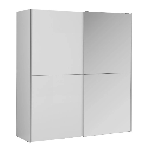 Szafa przesuwna z lustrem 170 cm Biały/Biały Połysk